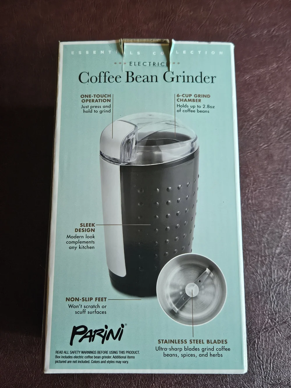 Parini Black Electric Coffee Bean Grinder